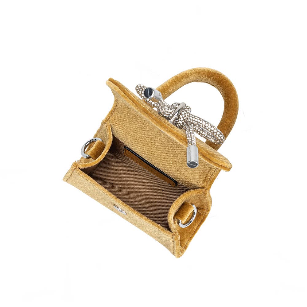 Melie Bianco - Vente Sac à main avec poignée sur le dessus – femme - Petit sac à poignée en velours doré de Sabrina3