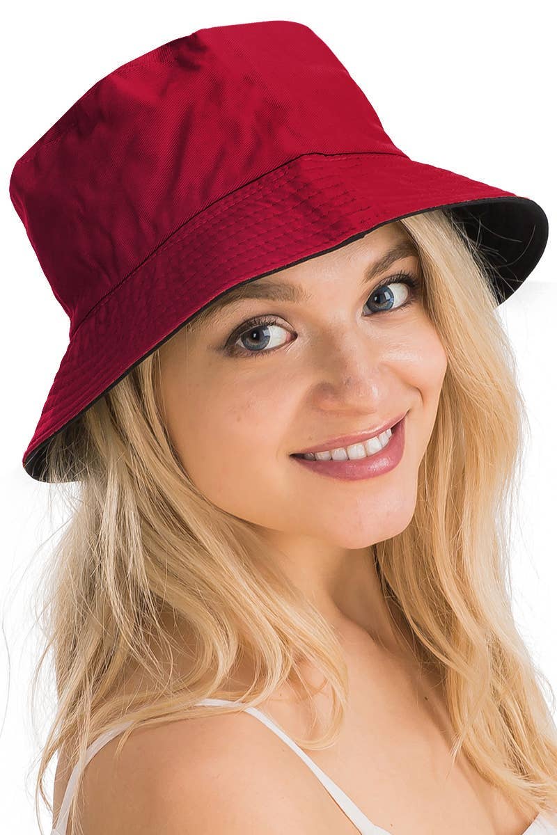 Cap Zone - Vente Bob – unisexe - Chapeau seau en coton uni réversible à fond noir4