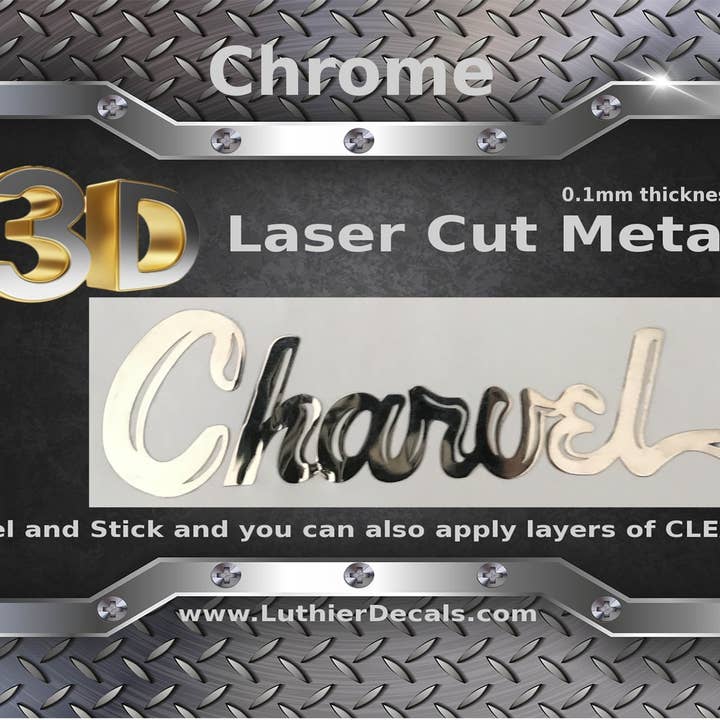 Charvel Guitar Decal 3D Laser Cut Metal Logo M48B for wholesale by Luthier decals