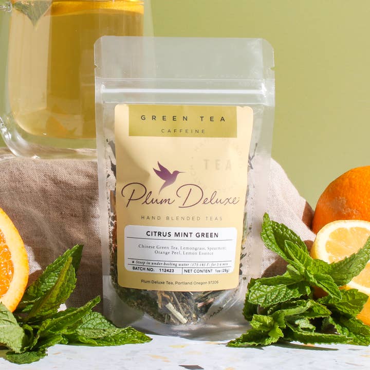 Citrus Mint Green Loose Leaf Tea for wholesale by Plum Deluxe Tea