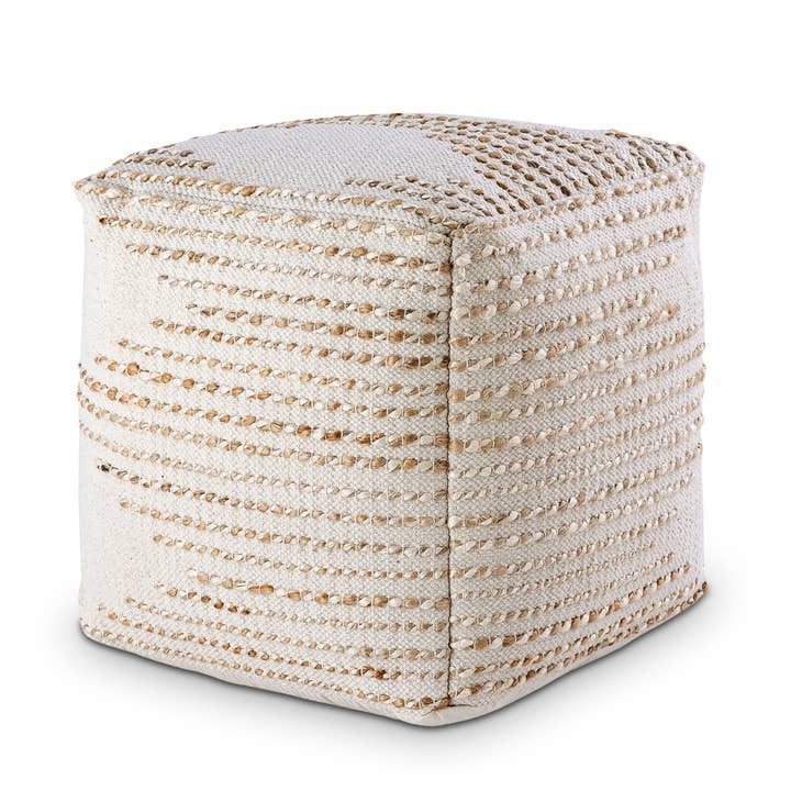 Vierkante jute poef 45x45x45 cm decoratieve voetenbank voor wholesale door Voglrieder