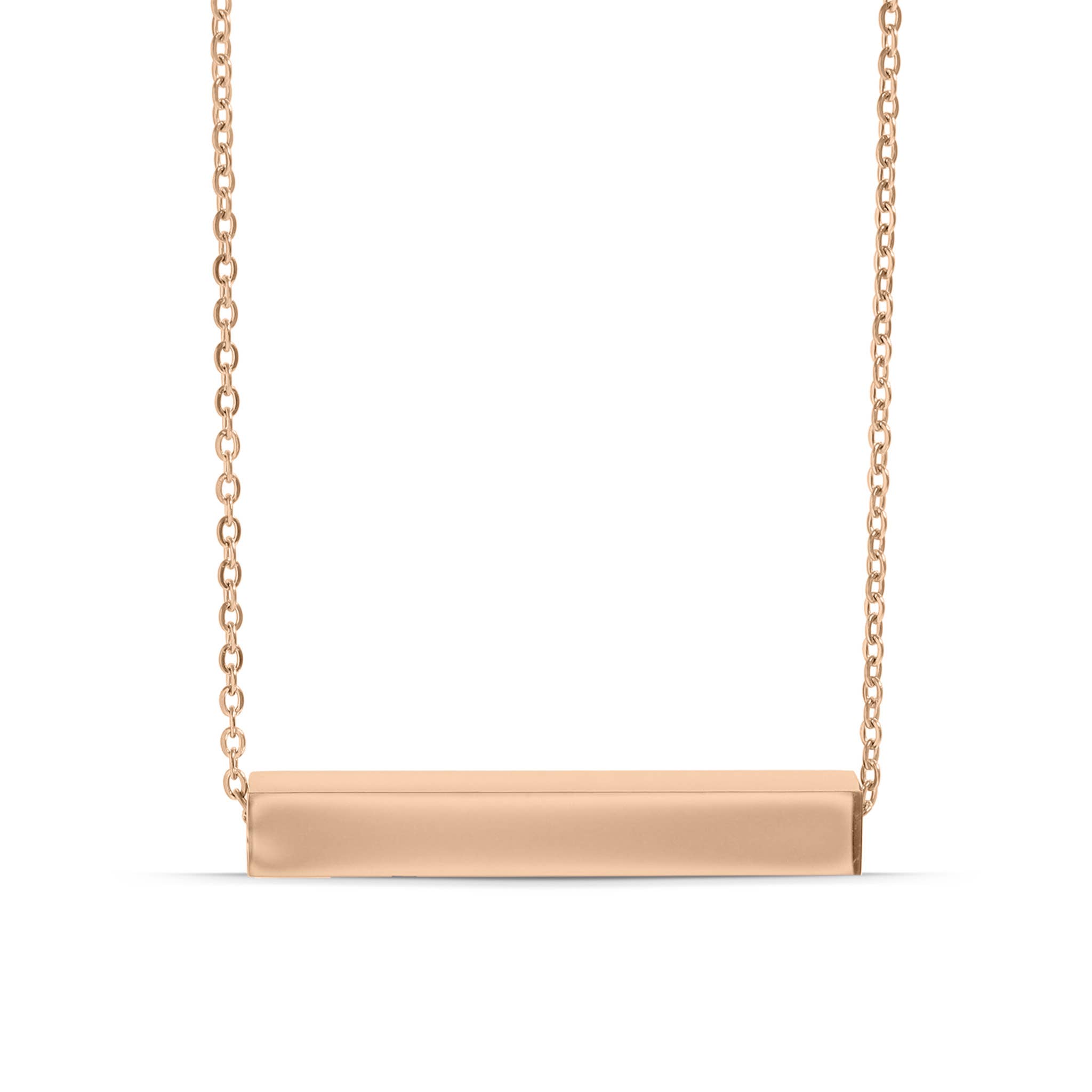 WJW - Wholesale Pendant/Charm Necklace - Square 4 Sided Horizontal Bar Polished Stainless Steel Necklace2