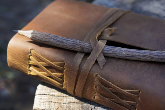 Backwoods Provisions - Wholesale Journal/Diary - Genuine Leather Journal with Antiqued Handmade Pages, Leather Strip Closure, and Wooden Pencil5