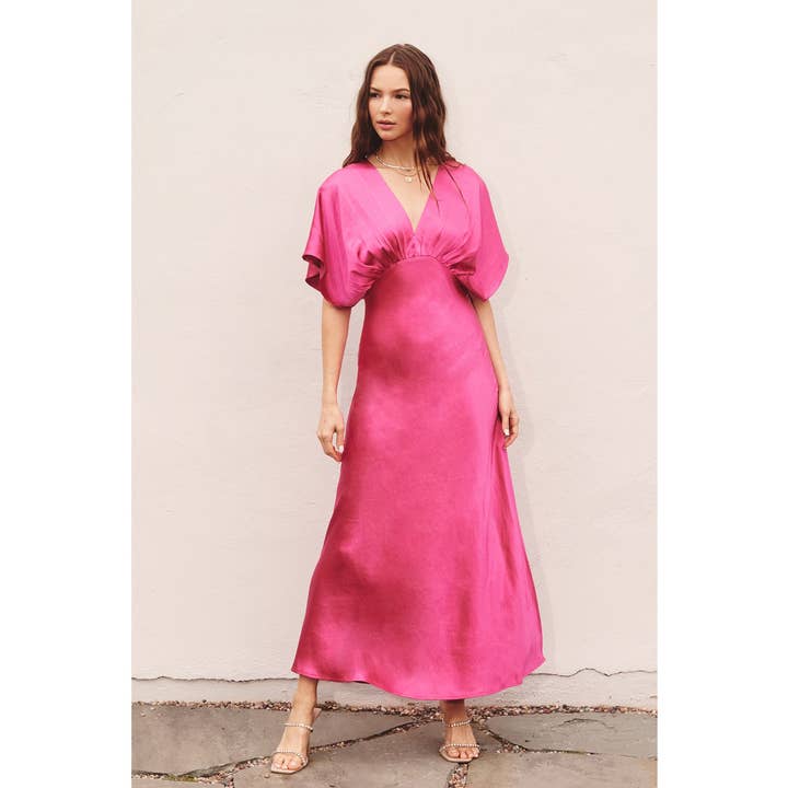 Dress Forum - Wholesale Dress - Women's - Satin Blouson Maxi Dress