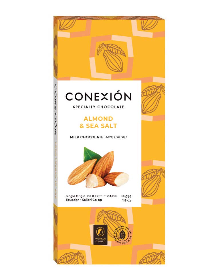 Milk Chocolate & Almonds 40% Bar: Caramelized Milk Chocolate for wholesale by Conexión Chocolate