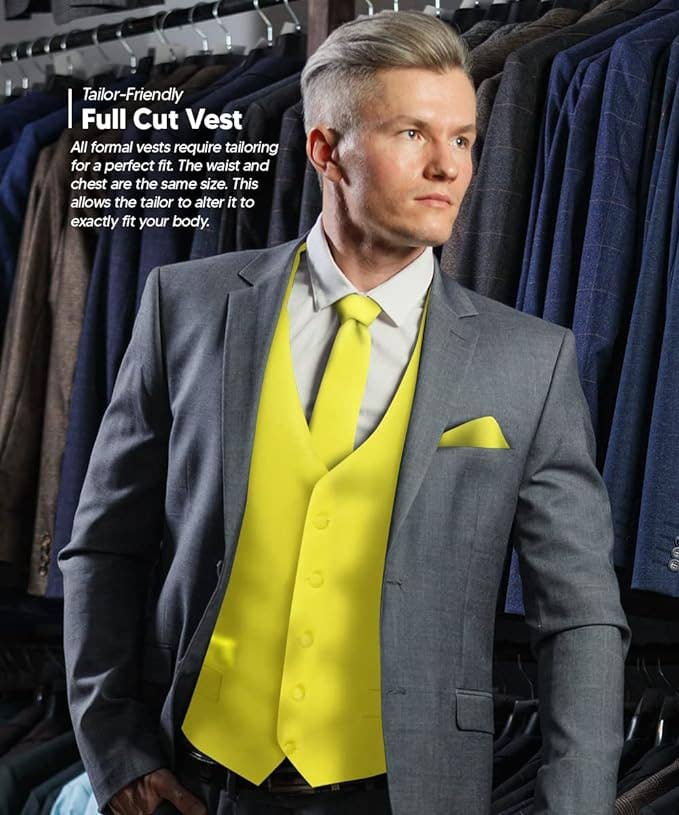 Dubal Brothers - Wholesale Suit Vest - Men's - Vittorio Farina Solid Satin Vest Set (White Back) Var. 01 (Beige-Maize)37