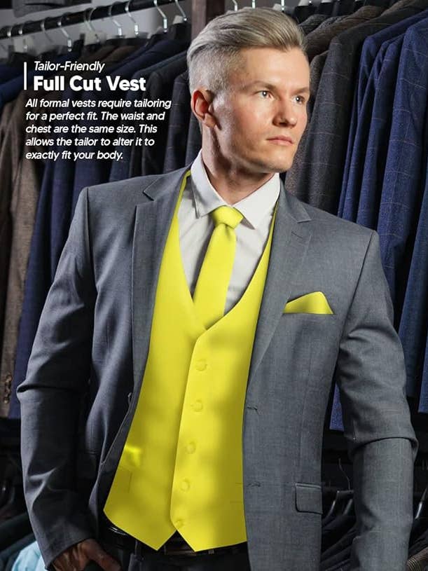 Dubal Brothers - Wholesale Suit Vest - Men's - Vittorio Farina Solid Satin Vest Set (White Back) Var. 01 (Beige-Maize)37