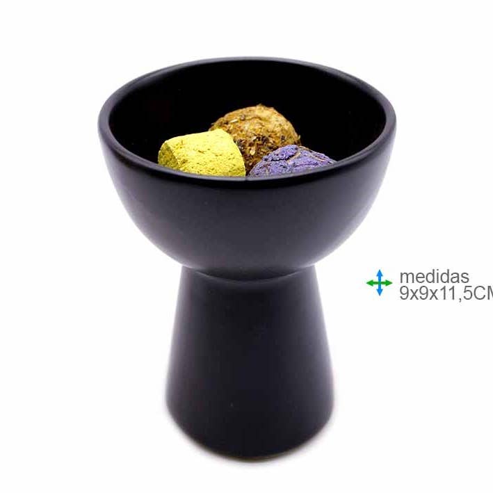 Burner Incenso Cer. Black 9x9x11.5cm for wholesale by Esoterica Arte