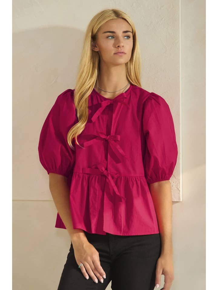 Oddi - Wholesale Blouse - Women's - Solid Cotton Poplin Front Tie Ribbon Blouse19