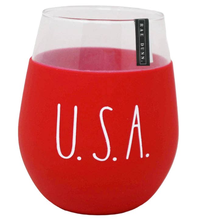 22oz USA WINE GLASS WITH RED SILICONE SLEEVE C/P 24 for wholesale by GreatBuy.com