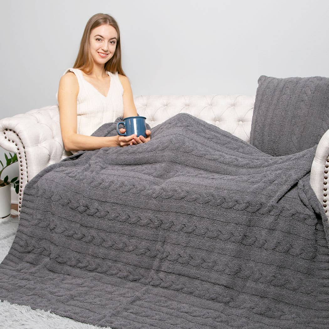 Fashion City - Wholesale Throw Blanket - Braided Cable Knit Luxury Soft Throw Blanket27