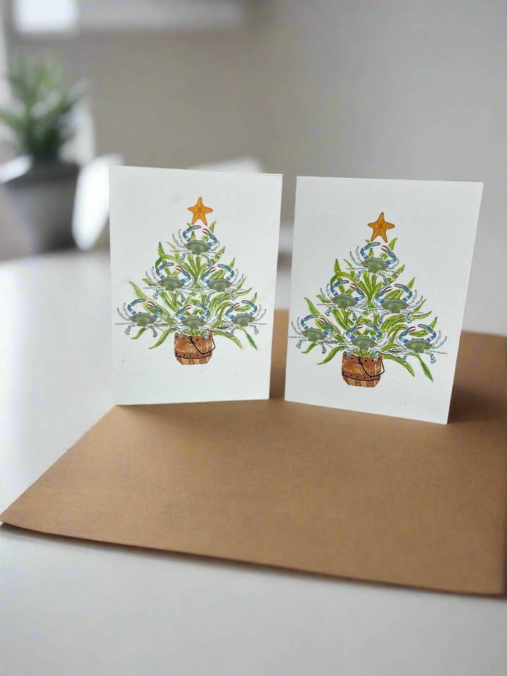 Blauwe Krab Kerstboomkaart voor wholesale door WaterfordCourtStudio