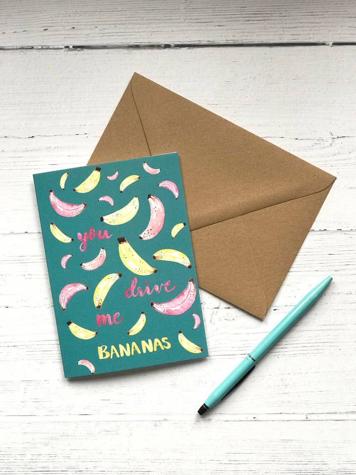Biglietto You Drive Me Bananas - Fun Love Card - San Valentino per la vendita all'ingrosso da parte di Designbyting