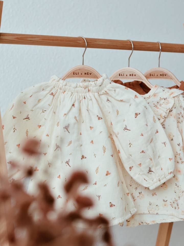 Eli & Nev - Wholesale T-Shirt - Kids - Baby / Girl Bird & Flower Pattern Muslin Blouse 100% Cotton