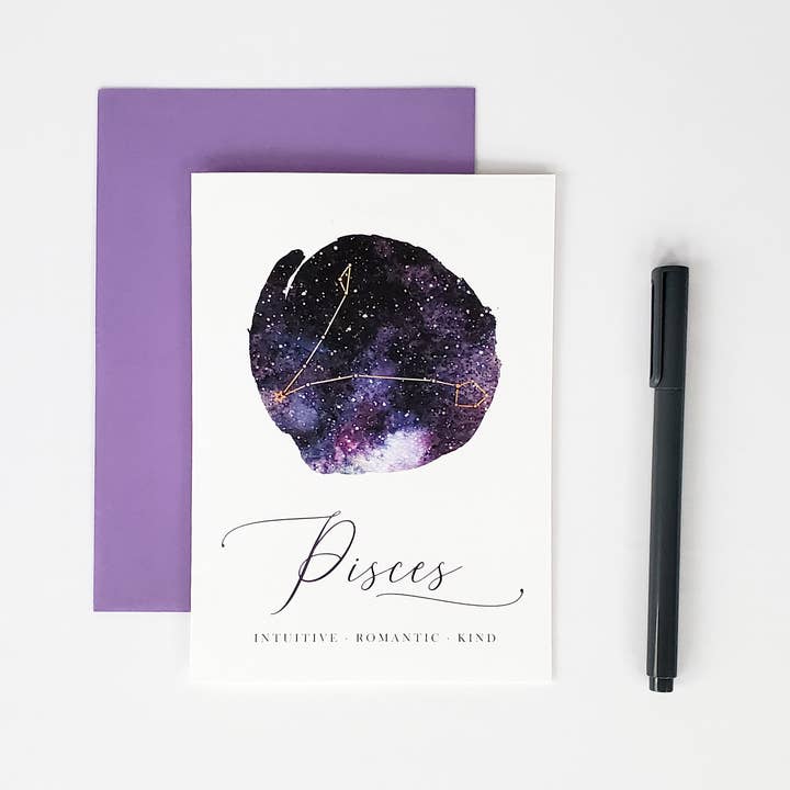 Lucky Dog Design Co. - Venta al por mayor Tarjetas de cumpleaños - Tarjeta de cumpleaños Piscis - Serie del Zodíaco2