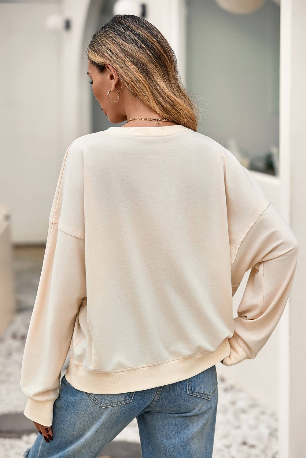 Little Daisy Closet - Wholesale Blouse - Women's -  LDC Raw Edge Flower Patch Drop Shoulder Long Sleeve Top2