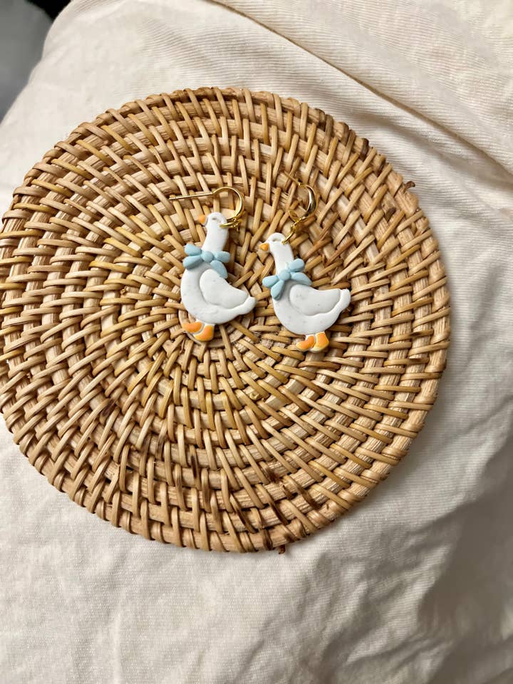 fancy duck dangle earrings for wholesale by Terra Made