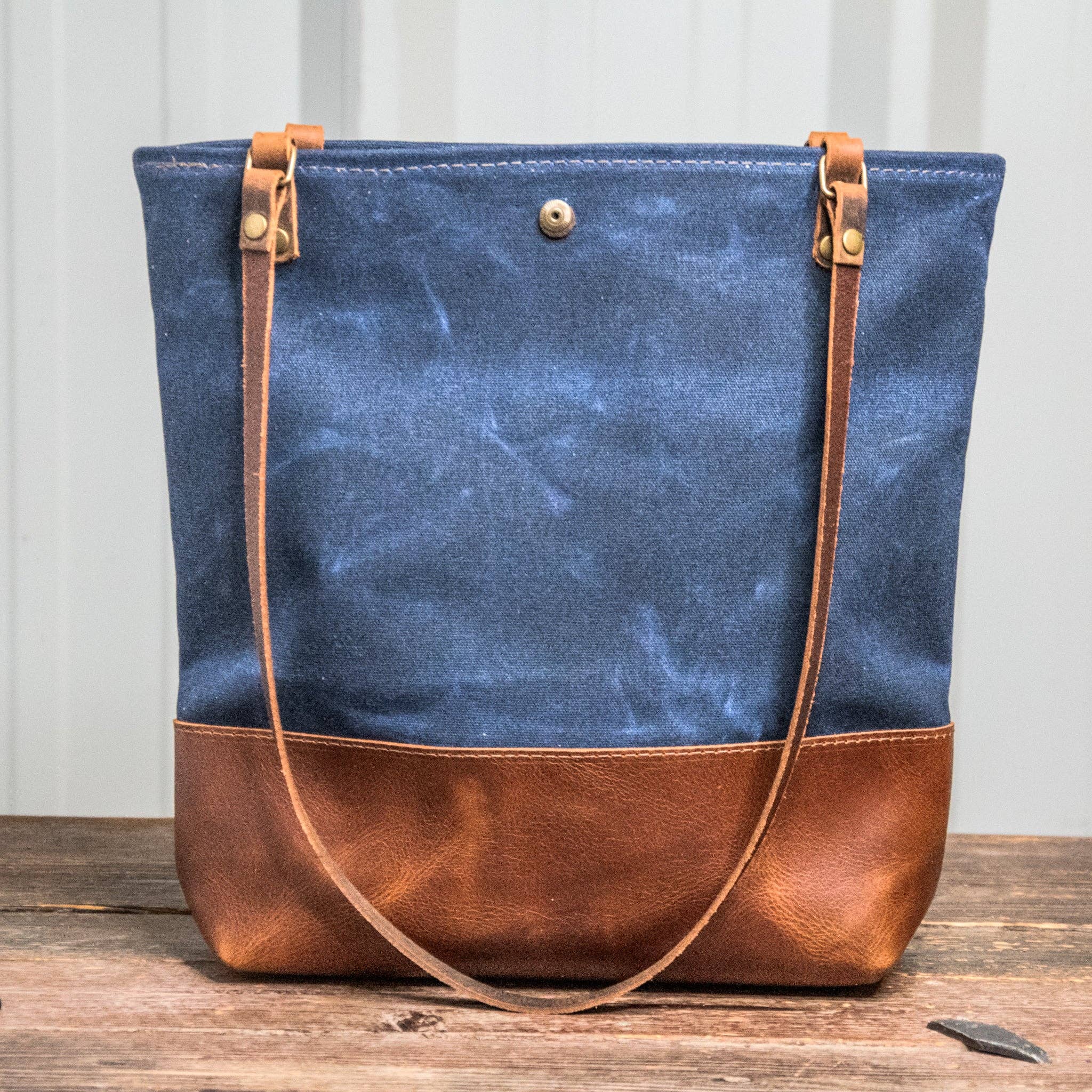 In Blue Handmade - Wholesale Tote Bag - Women's - Essential Waxed Canvas and Leather Tote with Options25