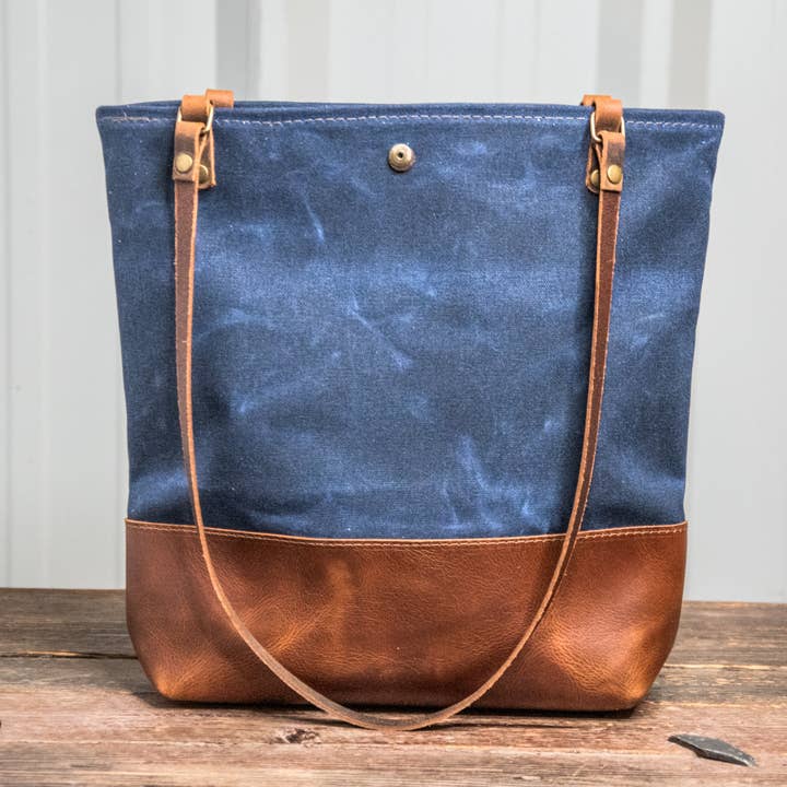 In Blue Handmade - Wholesale Tote bag – Women's - Essential Waxed Canvas and Leather Tote with Options25