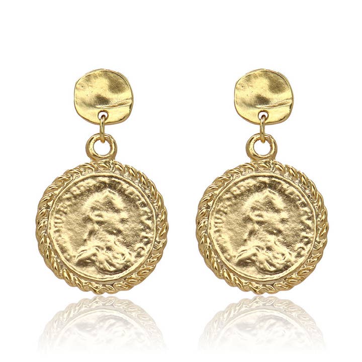 KARINE SULTAN - Wholesale Dangle Earrings - Coin Drop Earrings - 24K Gold Plated0