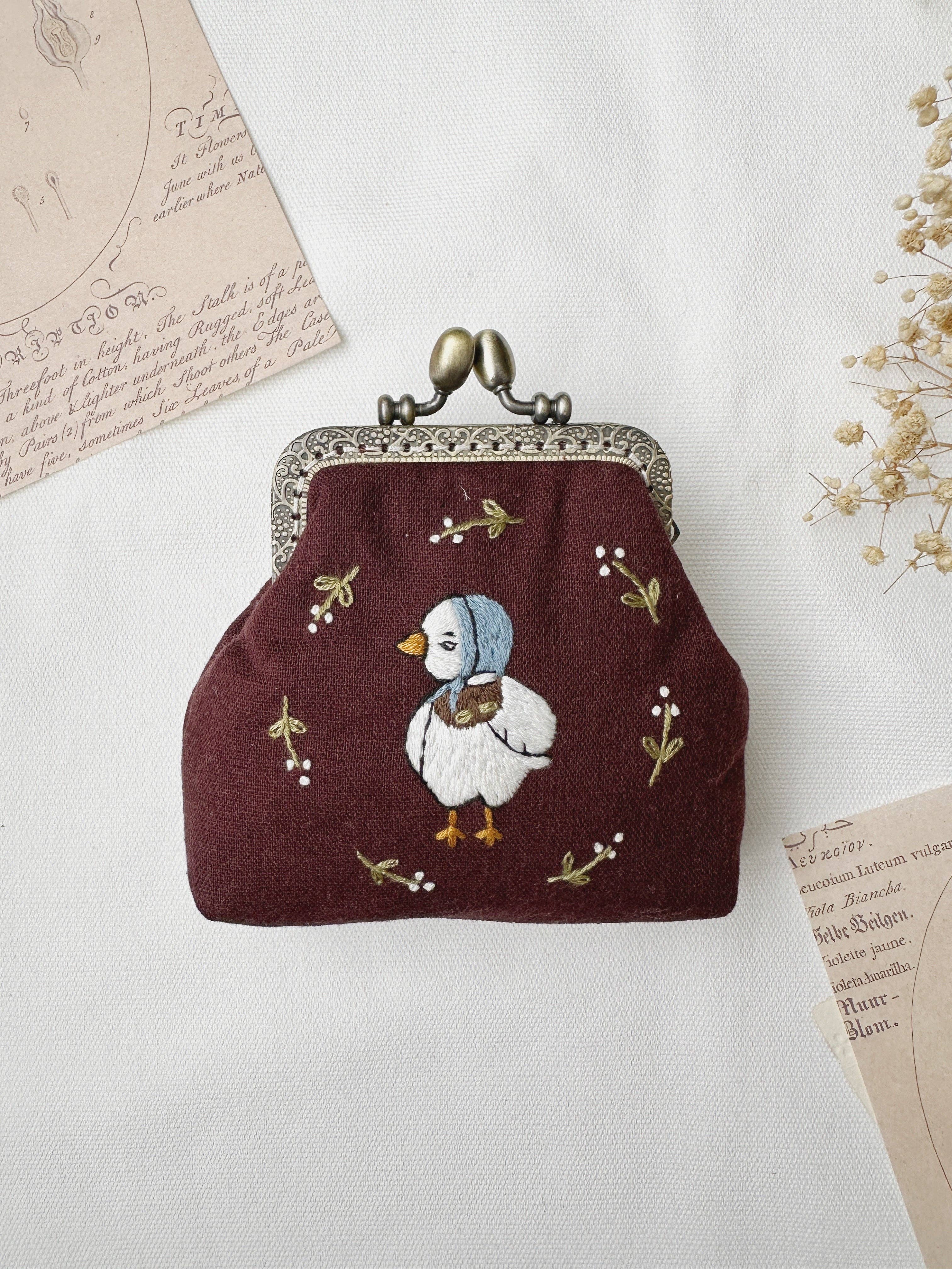 Quince Fables - Wholesale Coin Purse - Women's - Duck Embroidered Navy Blue Coin Purse (In Stock ✅)