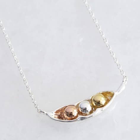 Lisa Angel - Wholesale Pendant/Charm Necklace - Silver Three Peas In A Pod Necklace