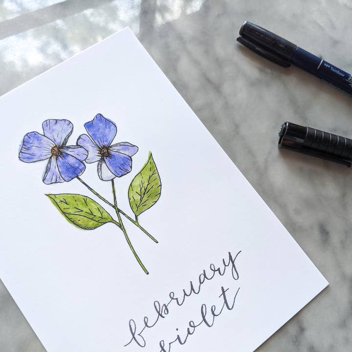 Kallos Ink – wholesale Art print – Birth Month Flower Print: February, the Violet5