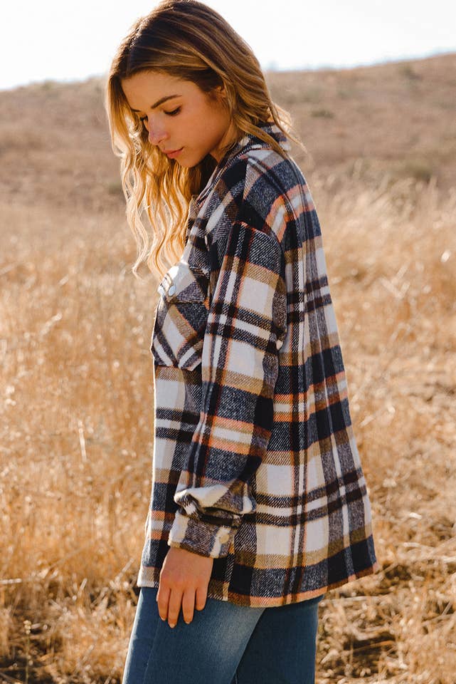 fashionworks - Wholesale Shirt Jacket/Shacket - Women's - Geometric Plaid Print Pocketed Shacket9