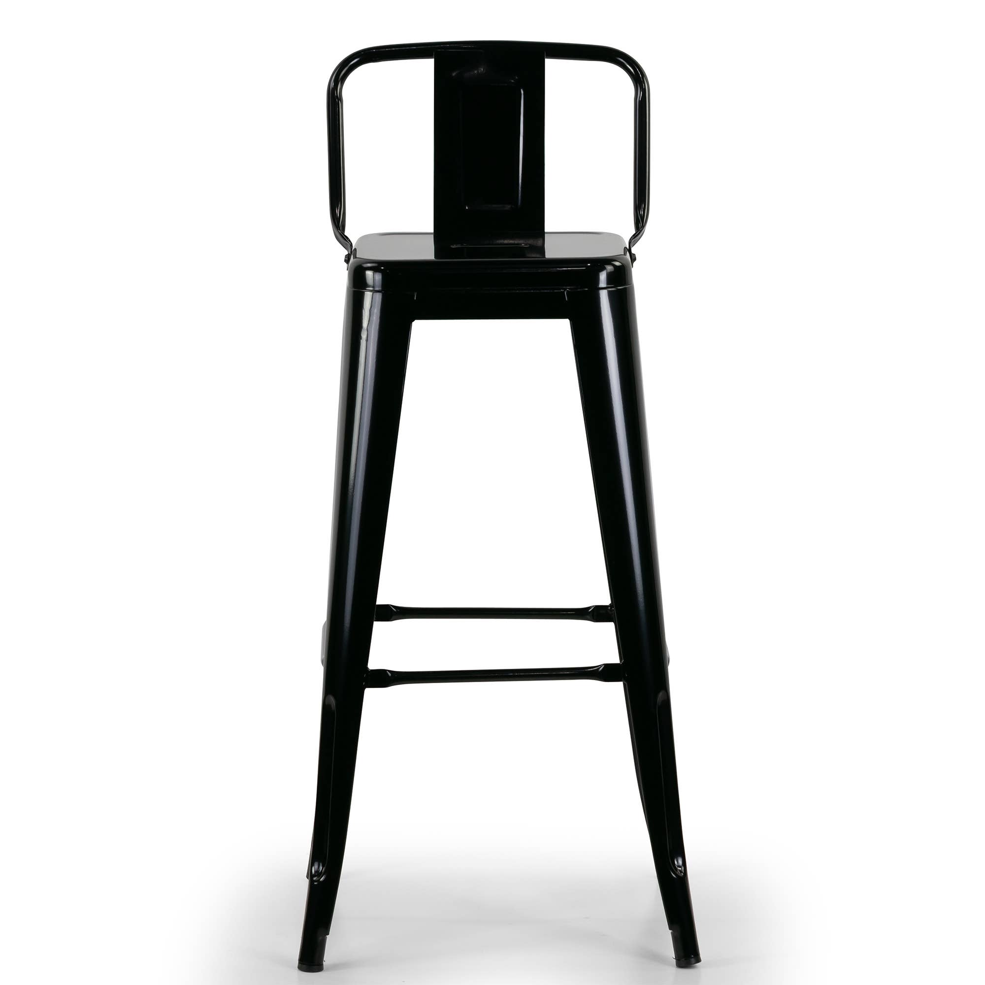Glamour Home - Wholesale Stool - Set of 2 Barto Black Metal Bar Stool with Open Backrest2