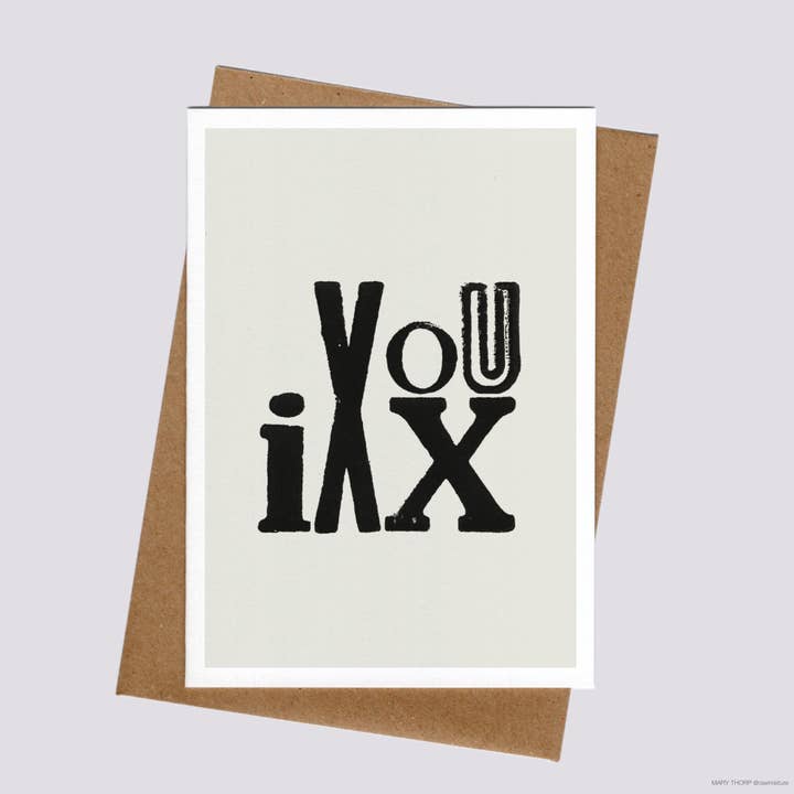 LOVE LETTERS CARD - I LOVE YOU X individual card for wholesale by Raw Mixture