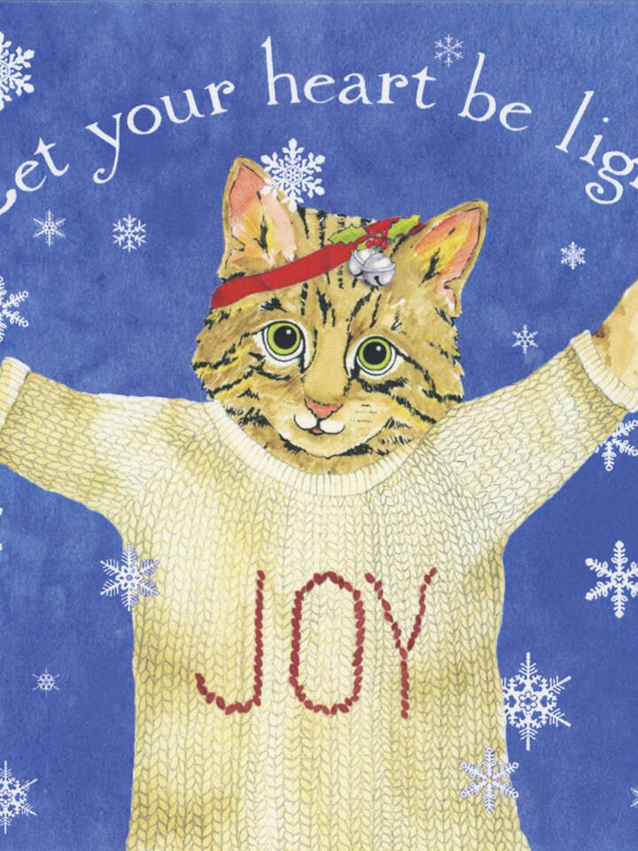 Joy Cat Holiday Card for wholesale by Firefly Sky Design