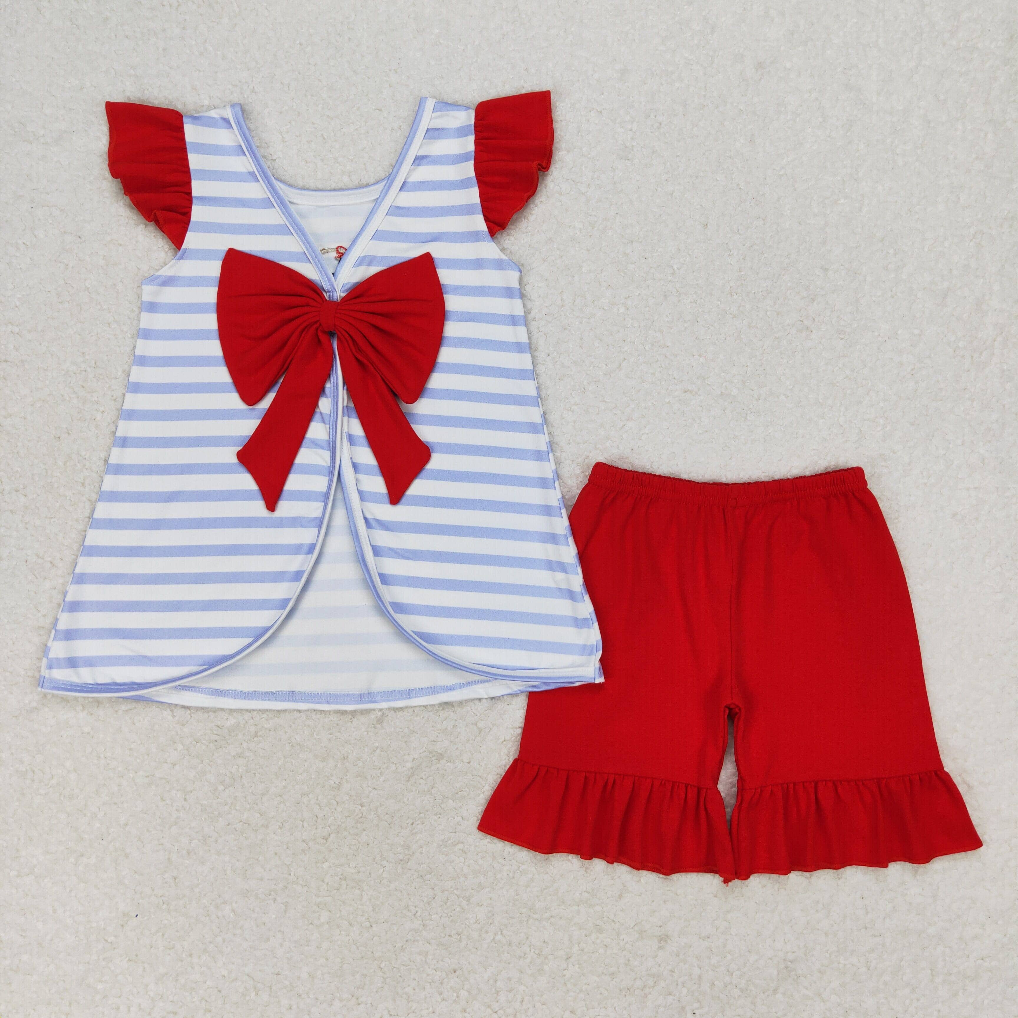Aier Wholesale - Wholesale Clothing Set - Baby - Baby Girls 4th Of July Dog Flag Sibling Rompers Clothing Sets1