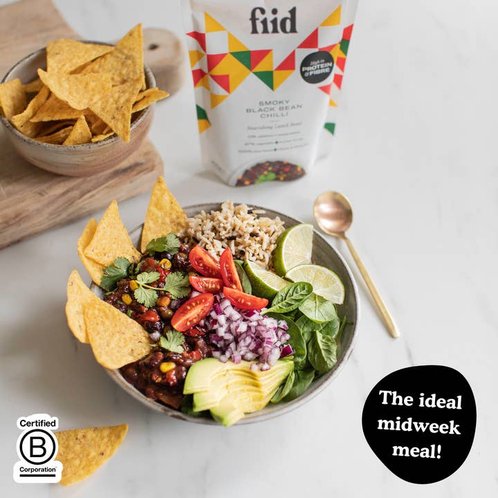 fiid - Wholesale Shelf Stable Prepared Meal - Black Bean Chilli Bowl - 275g - Vegan Meal6
