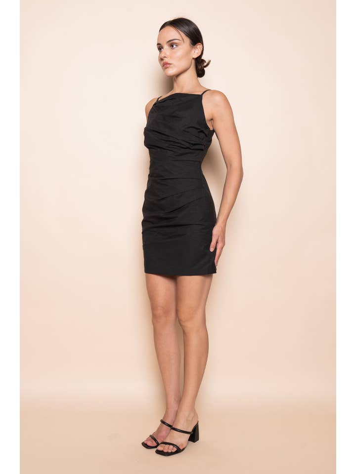 Fore Collection - Wholesale Dress - Women's - ELEGANT CHIC COCKTAIL PARTY PLEATED MINI DRESS-DI10047FO12