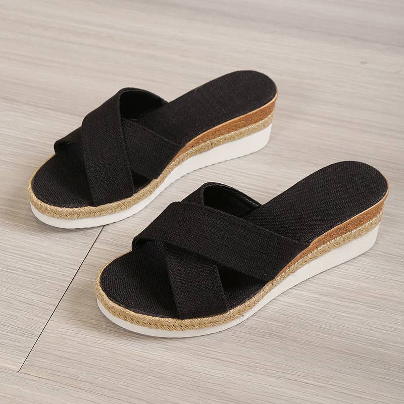 Comely Fashion - Wholesale Sandals - Women's - Criss Cross Straps Wedge Slippers8