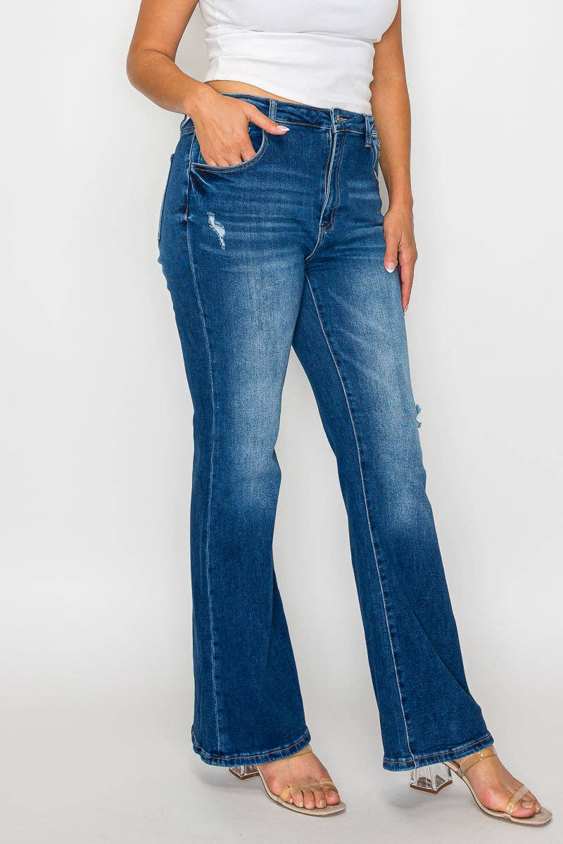 Blå PLUS SIZE HØJTALJET BOOT CUT BEN #BT5022X for engroshandel på Faire6