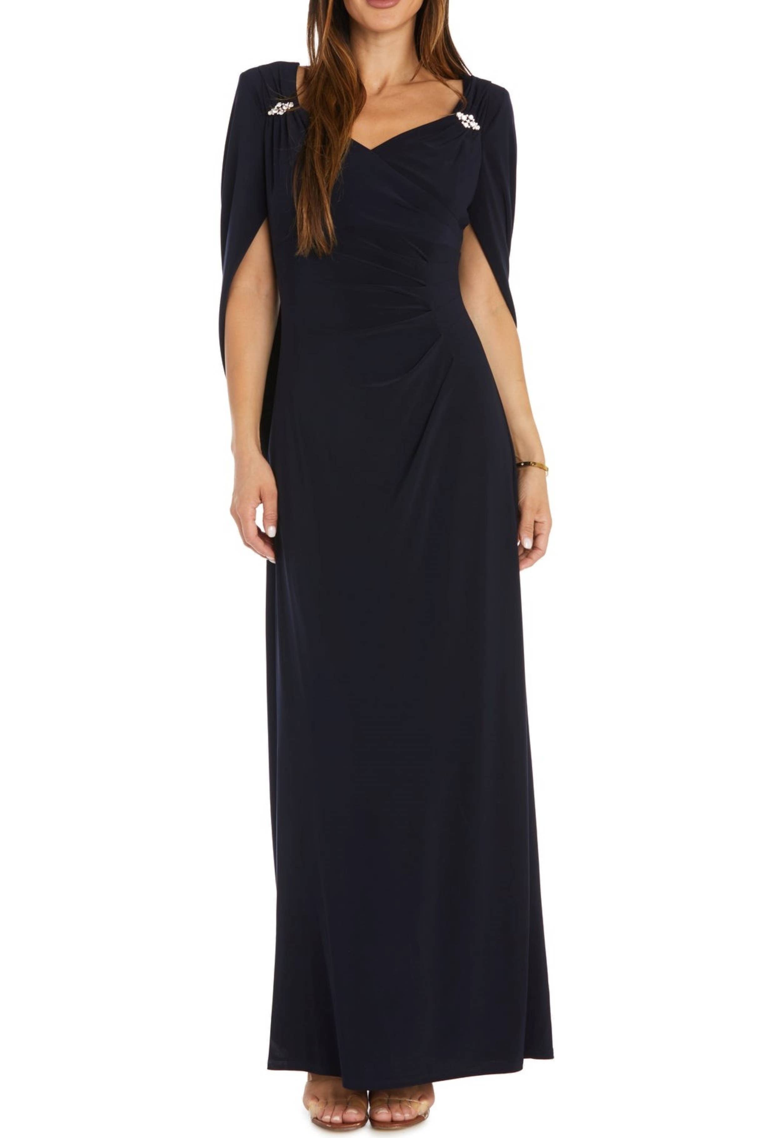 NAVY RM Richards Draped Shawl Sleeve Long Evening Dress for wholesale on Faire