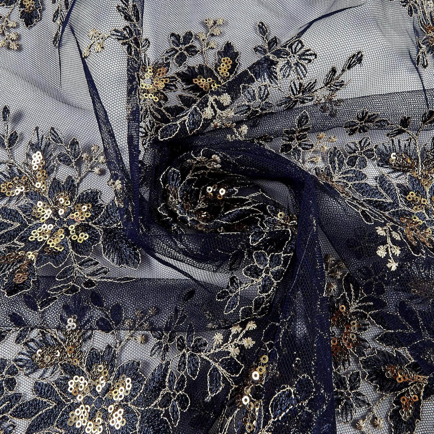 Fabrics Star – Rolo de tecido por atacado – Tecido de Tule Bordado com Paetês Rowley para Costura de Vestidos, Saias e Rendas7