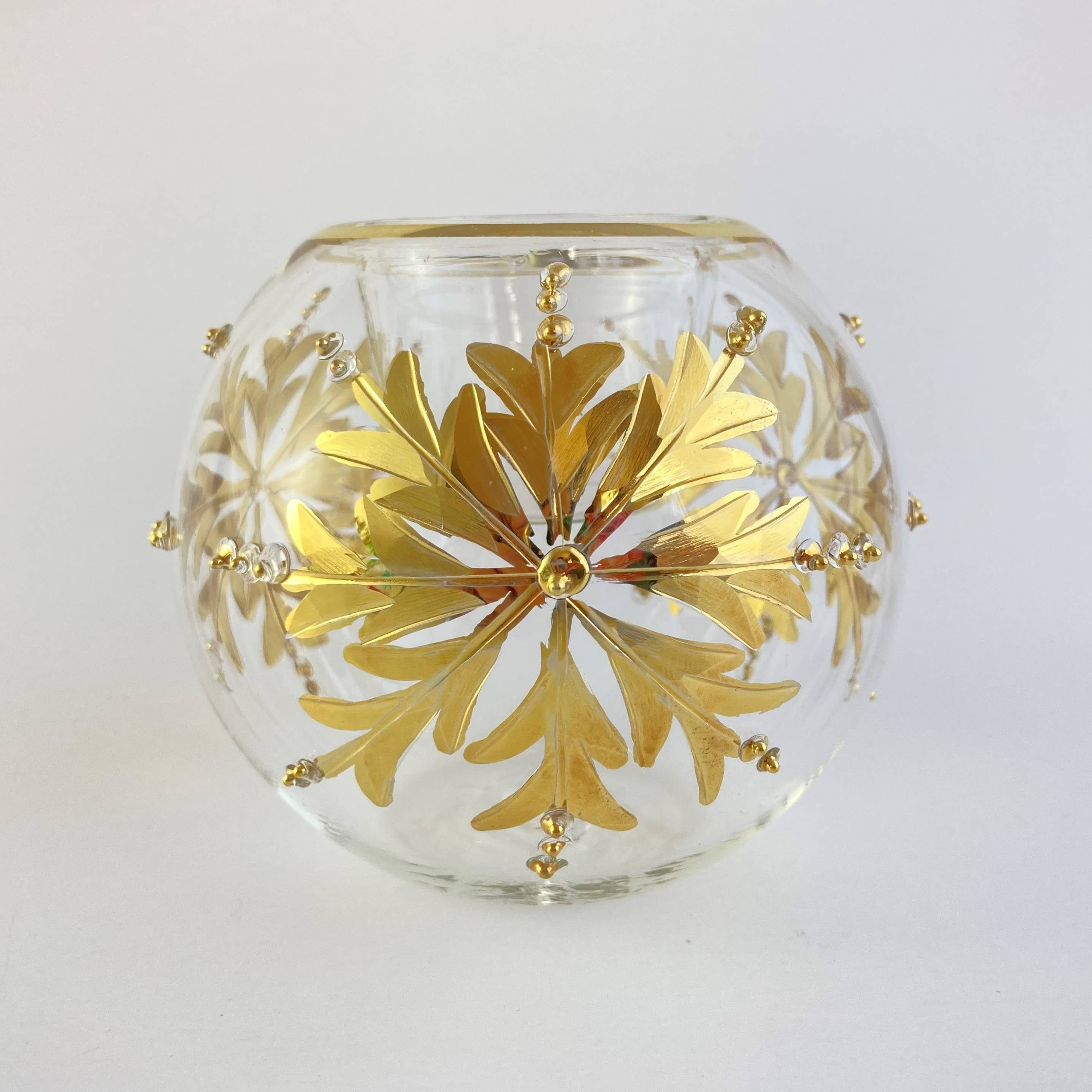 Dandarah (Ships from Canada) - Wholesale Candle Holder - Blown Glass Candle Holder - Gold Snow Flake1