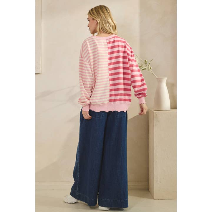 Veveret - Wholesale Tunic - Women's - Contrast Striped French Terry Top25