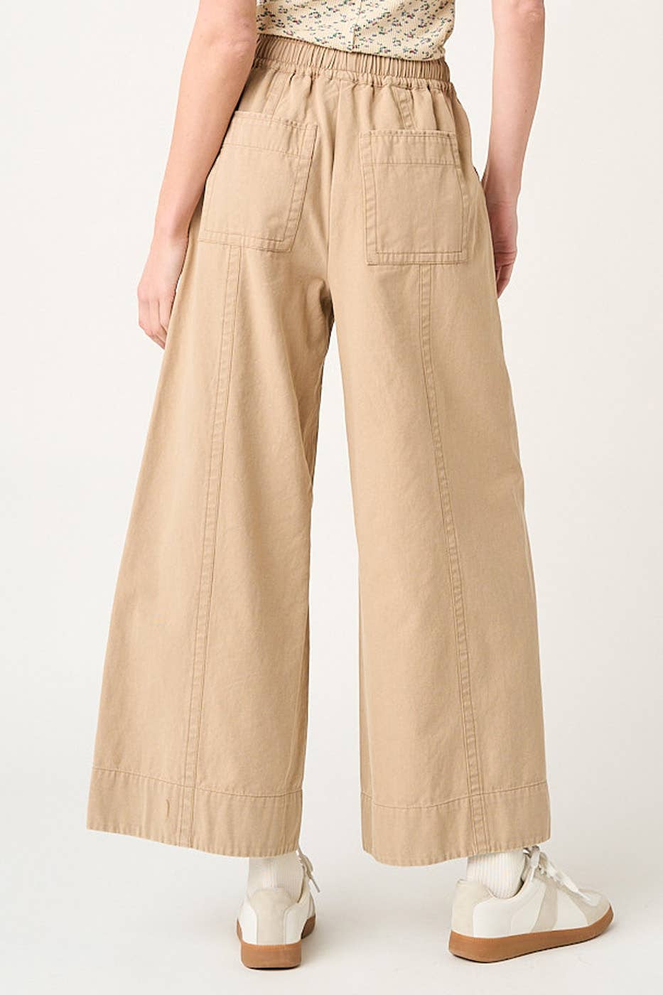 mittoshop - Wholesale Pants - Women's - MINERAL WASH WIDE LEG ELASTIC WAIST TWILL PANTS5