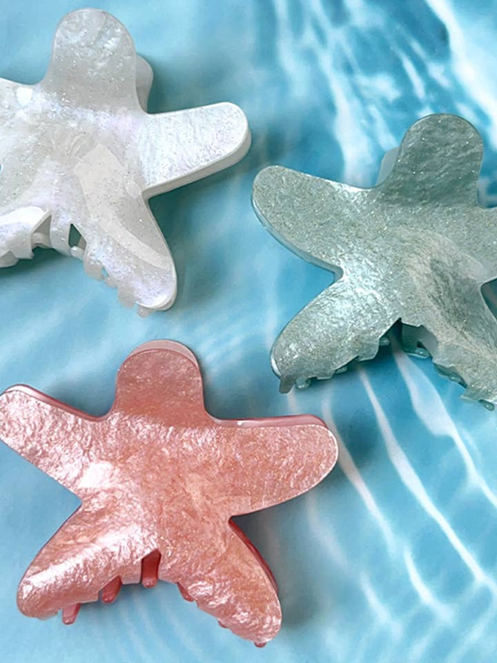 Starfish Sparkling Colorful Acrylic Cute Hair Clip ZK3272 for wholesale by UNISHE