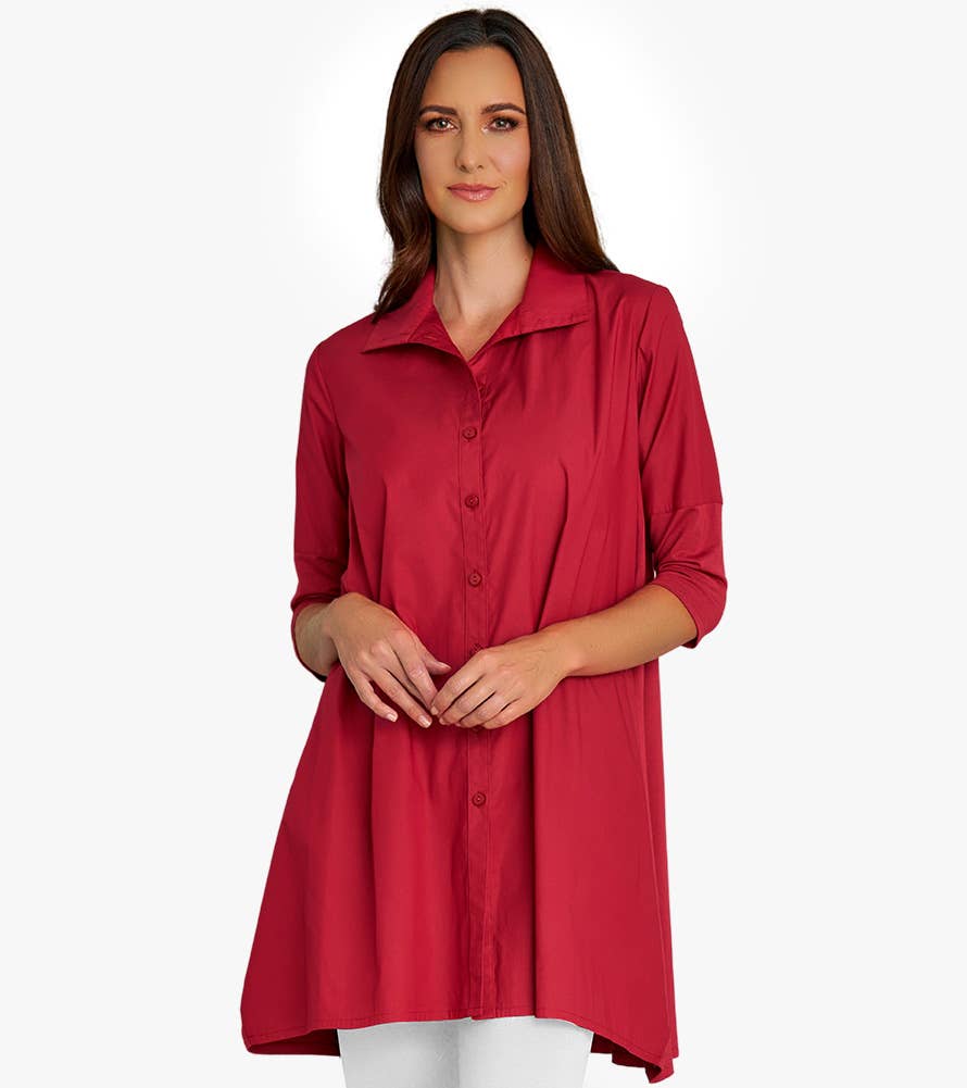 Stella Carakasi - Wholesale Tunic - Women's - Women's 3/4 Sleeve A-Line Cotton Poplin Tiburon Tunic Icon34