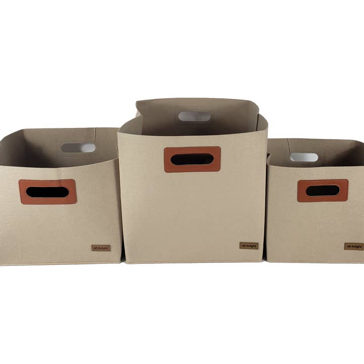 AH Bright – Großhandel Vorratsbehälter – 3-teiliges Würfel-Aufbewahrungsset — Stoff und Filz1