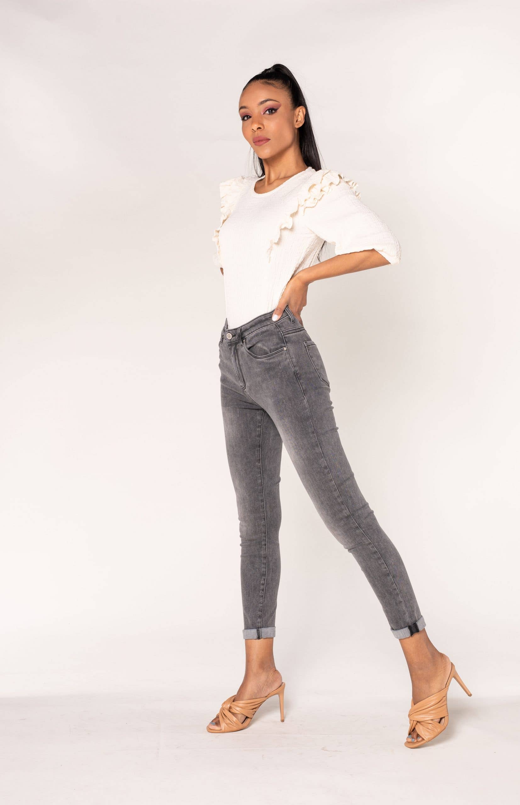 Nina Carter – Engroshandel Jeans - Dame – P078 stretch skinny bukser med høj talje10