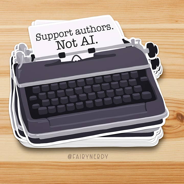 FairyNerdy - Wholesale Phone & Laptop Stickers - Support Authors Not AI Typewriter Vinyl Sticker0