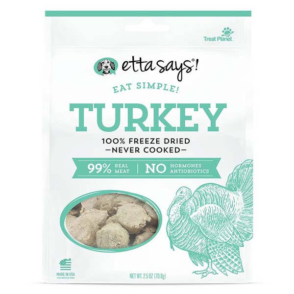Pet Palette Distribution - Wholesale Pet Treats - Dog - Etta Says! Eat Simple! Freeze Dried Dog Treats Turkey 2.5oz