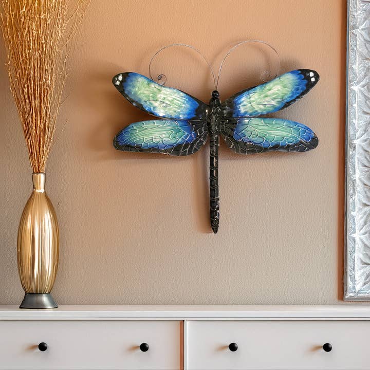 Dragonfly Väggdekor Blå Och Svart, w/Capiz, Utomhusskåp för wholesale av Eangee Home Design