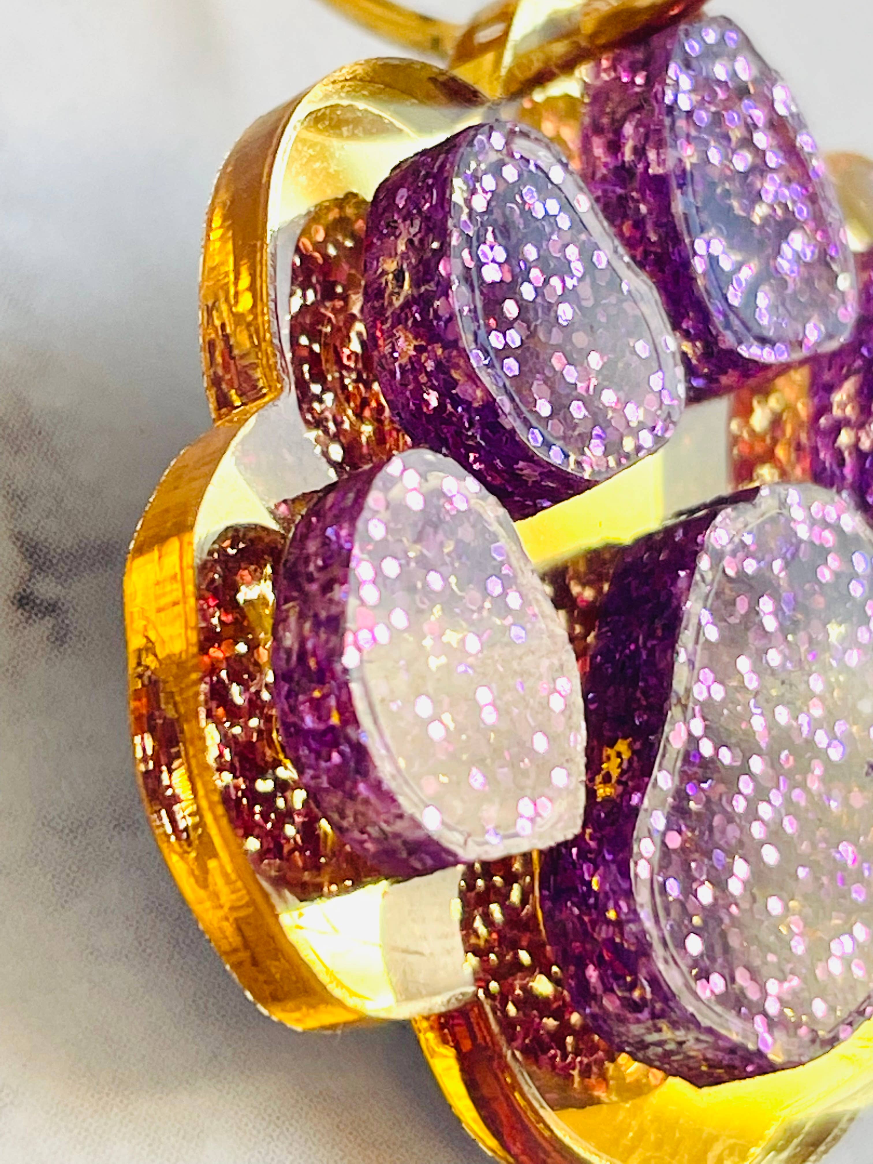 Louie Love - Wholesale Hoop Earrings - Purple & Gold Football Sports Paw Hoop Earrings5