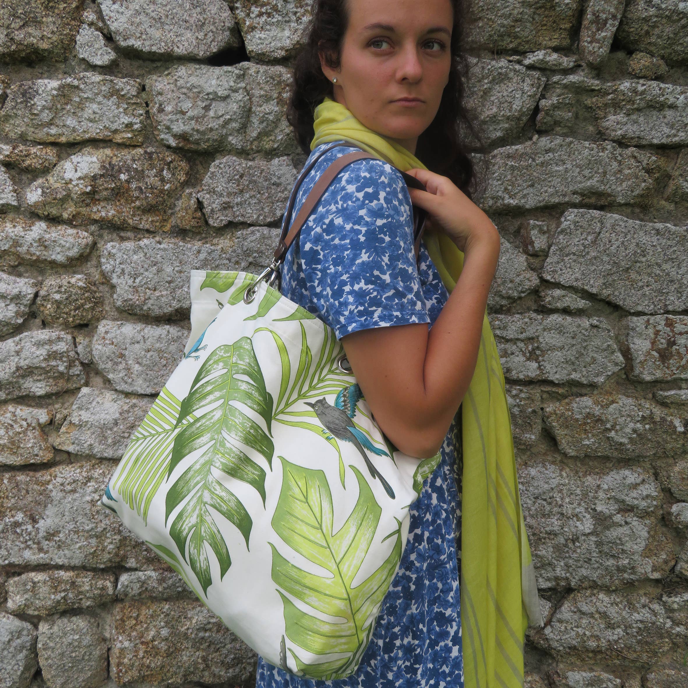 Epigram - Wholesale Draagtas - Dames - Grote groene „Pastoral” canvas tas2